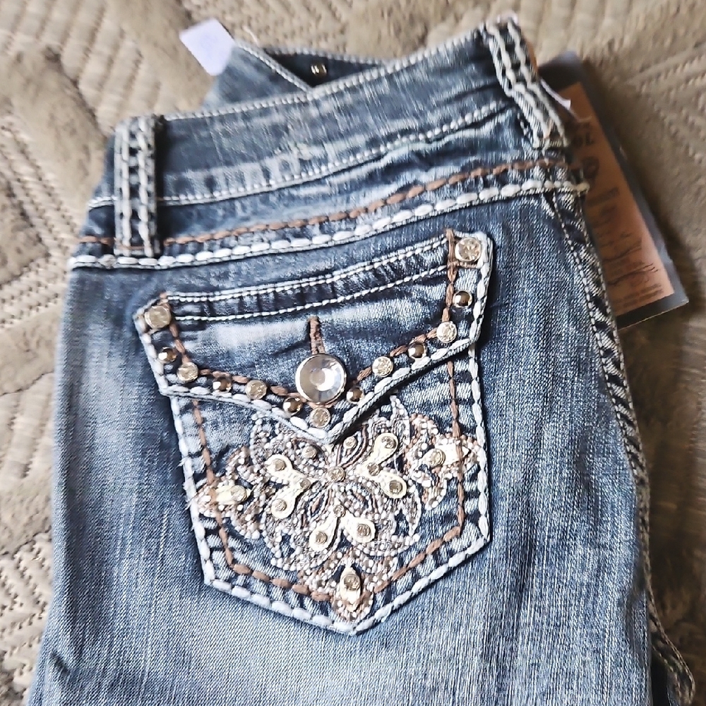 Embellished Blue Jeans, LA Idol Sz 11,long.